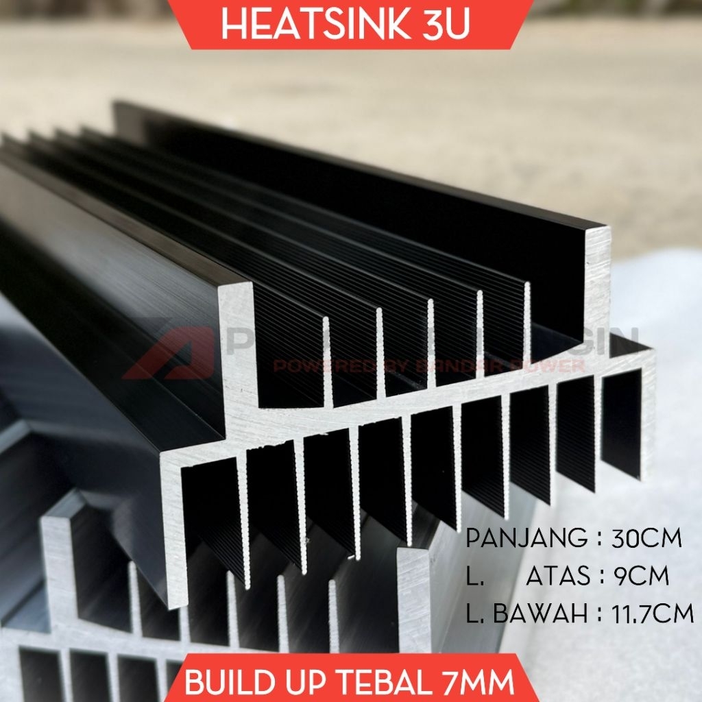 Heatsink / Pendingin 3u hitam 30cm tebal 7mm