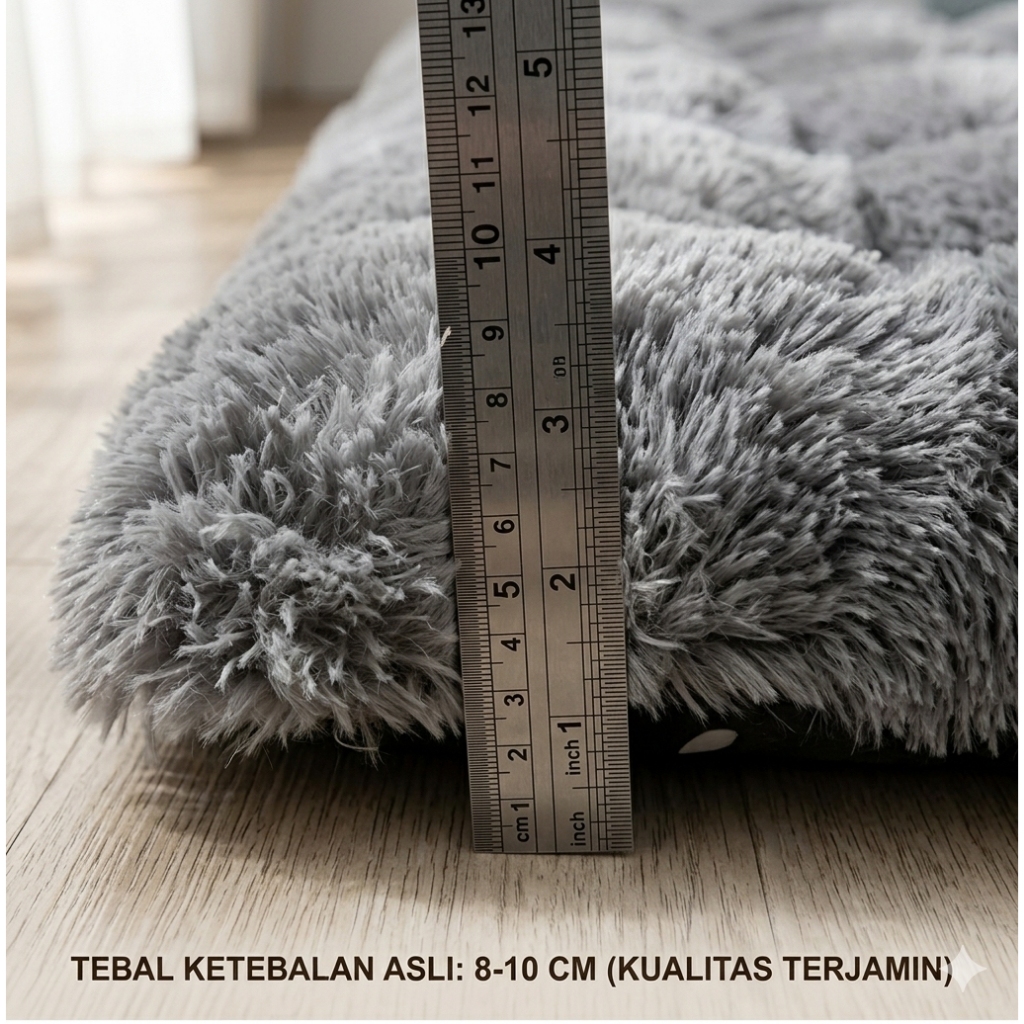 Lilissto Shop Kasur Lantai Bulu Rafsur Gender Premium Empukl Free 2 Bantal Tebal 8-10 Cm