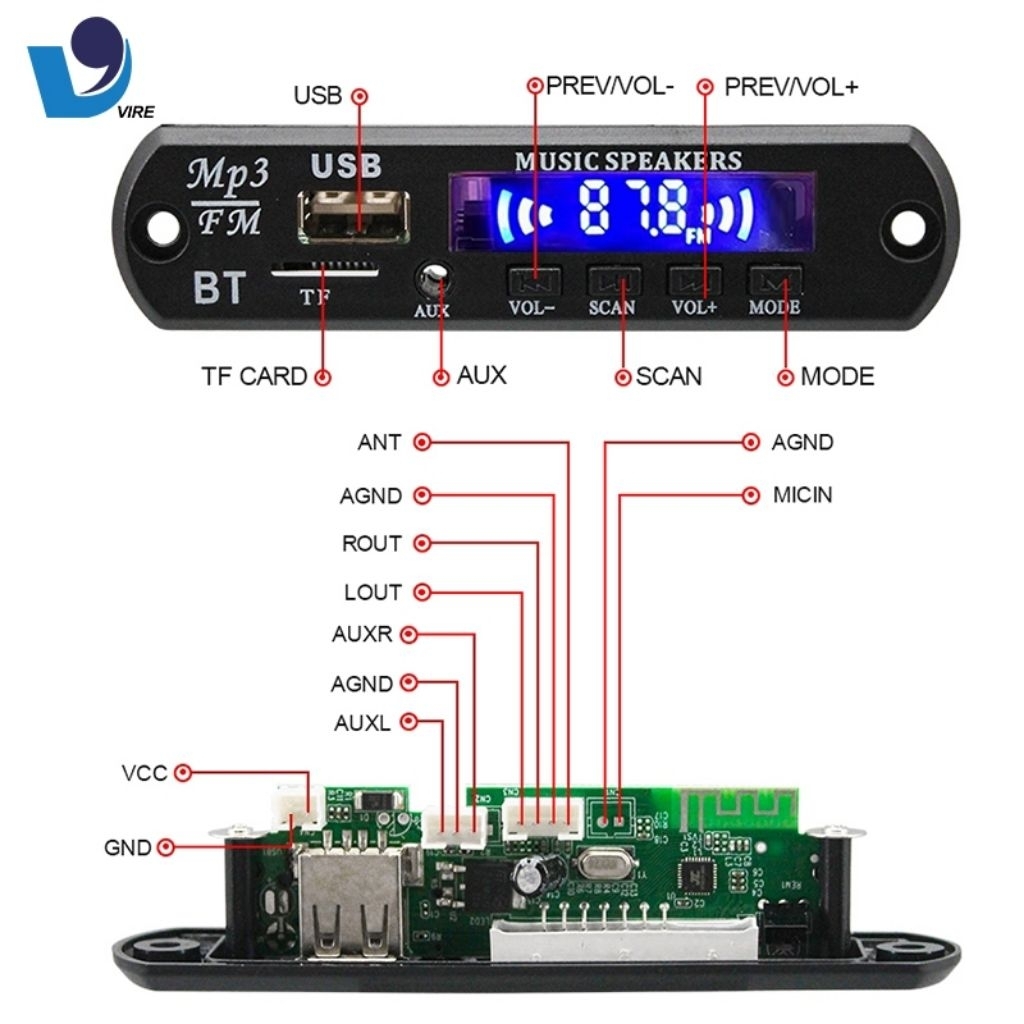 Termurah  Modul MP3 Bluetooth LED Biru