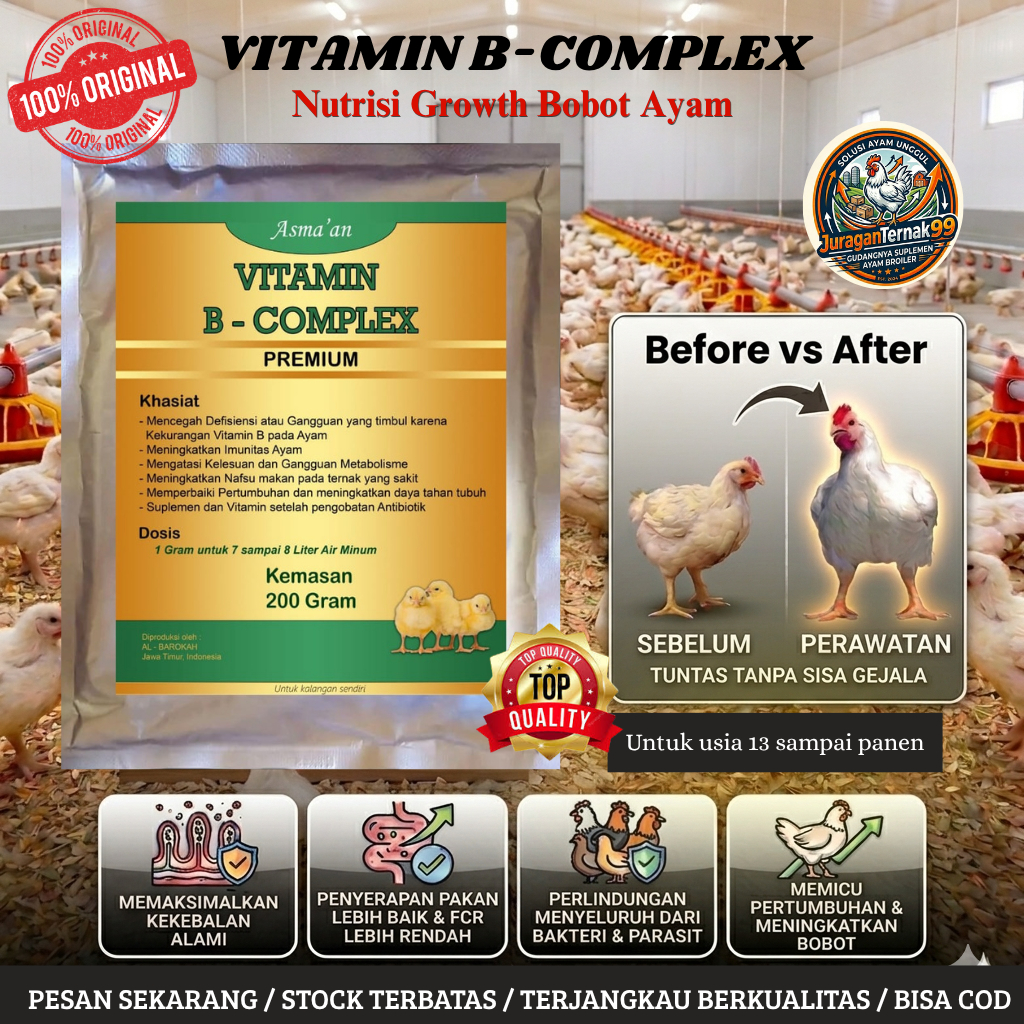 VITAMIN B-COMPLEX PREMIUM - Obat ayam broiler - vitamin ayam broiler - suplemen ayam broiler