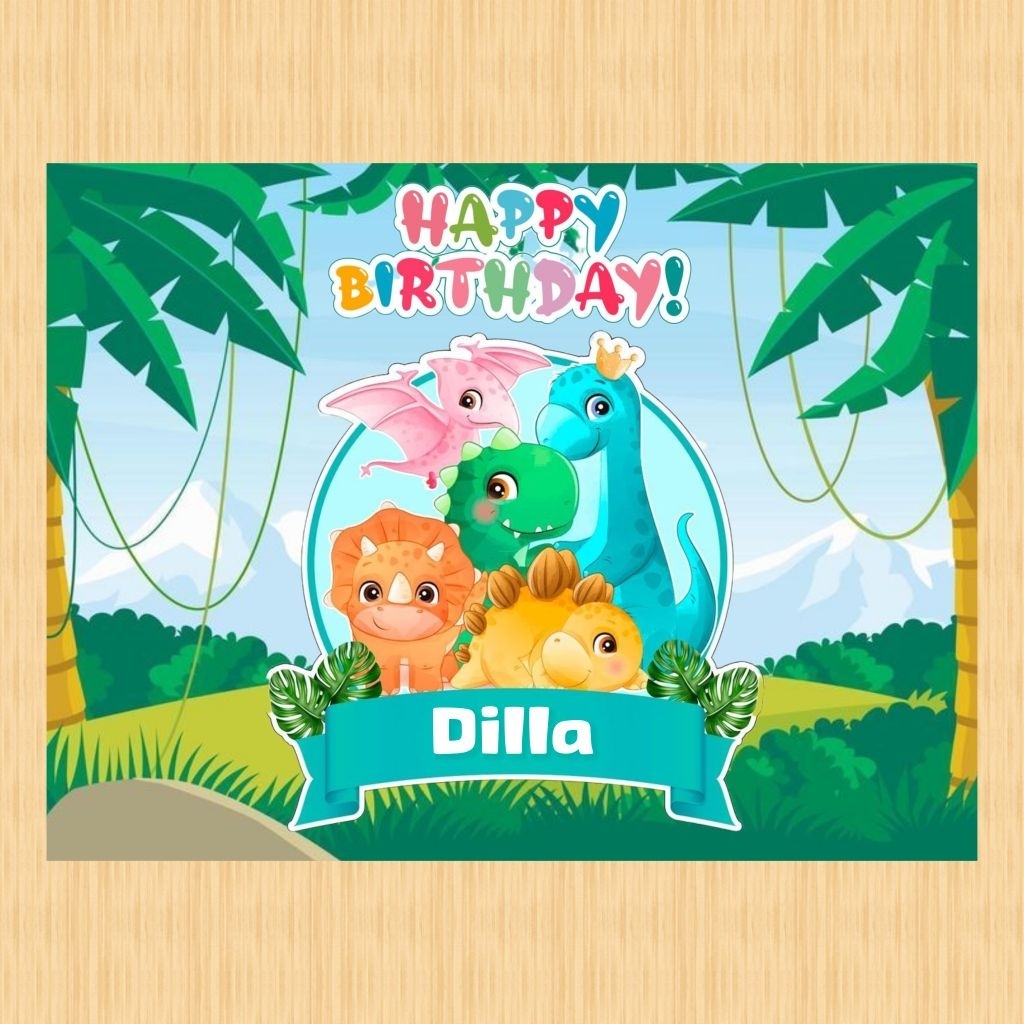 Spanduk DINOSAURUS banner DINOSAURUS spanduk banner ultah anak background custom ulang tahun anak DI