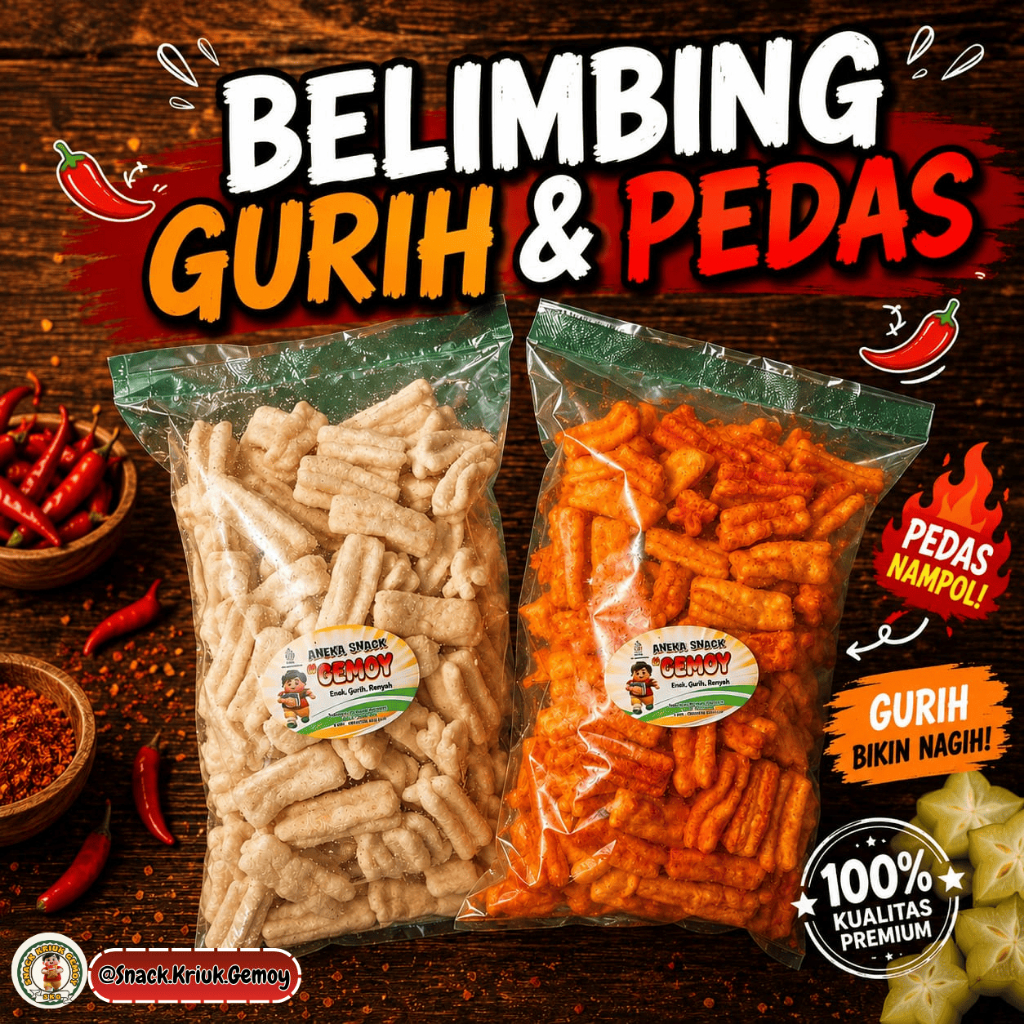 Kerupuk Belimbing / Cipir Gemoy | Renyah, Gurih & Pedas Nampol 120gram