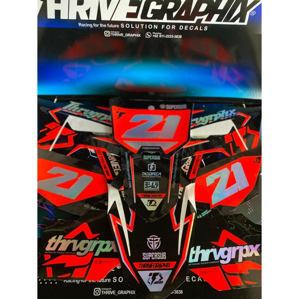 DECAL STIKER CUSTOM CRF NEW DESIGN HOLOGRAM CUTTING ORANGE STABILO TRAIL/SUPERMOTO FULL BODY