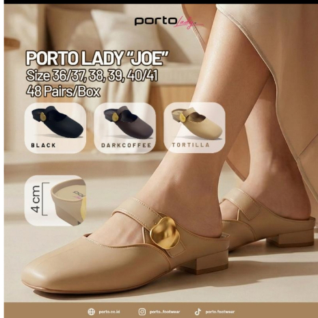 Fashion-Sandal Sepatu Flat) Shoes Wanita :Porto Lady Joe" Trendy Terbaru Ukuran 37-41 Varian Warna