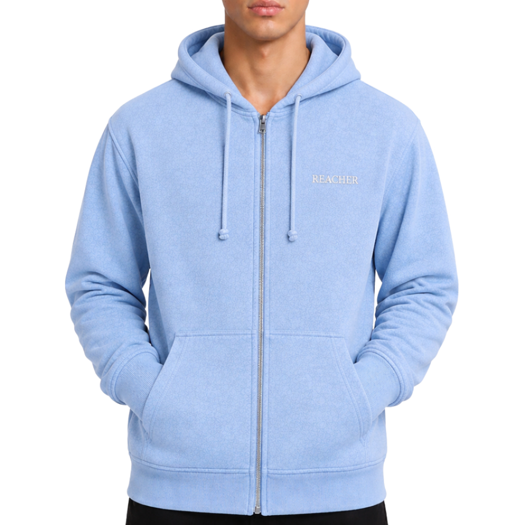 Reacher Jaket Hoodie Pria Warna Biru Muda