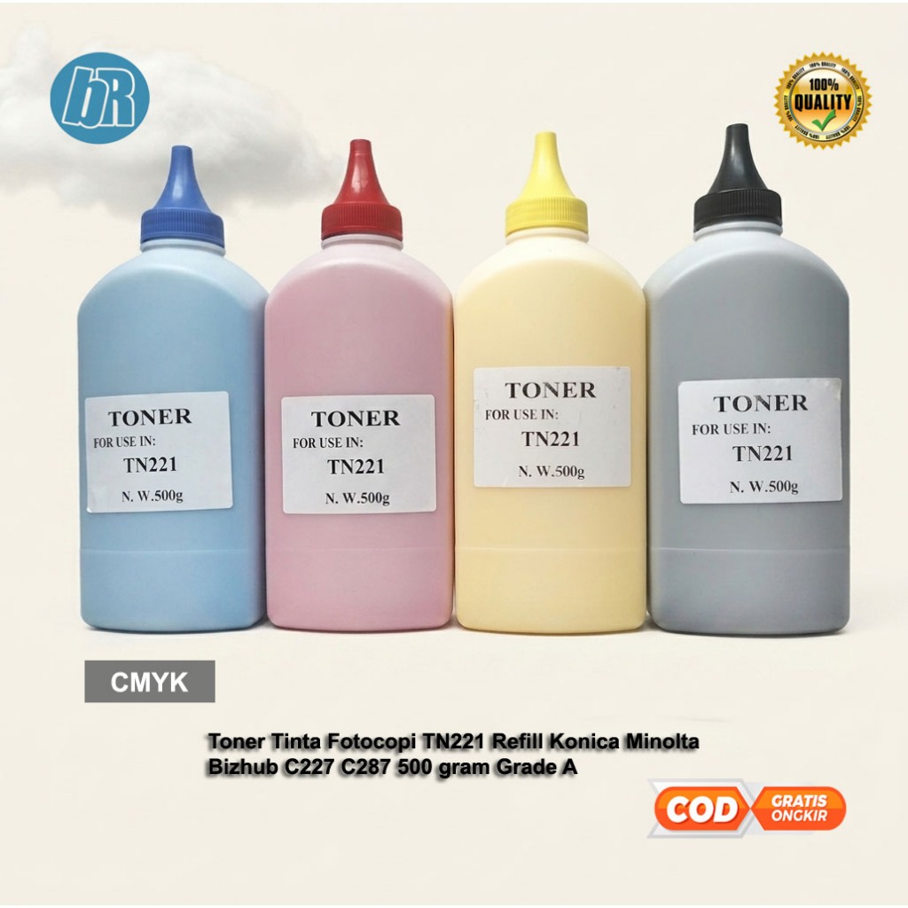 Toner Tinta Fotocopi TN221 Refill Konica Minolta  Bizhub C227 C287 500 gram Grade A