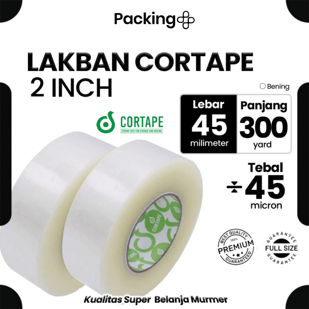 Lakban Cortape JUMBO Bening 2inch / 45mm  x 300yard Harga Satuan Ecer Murah Spek. Daimaru