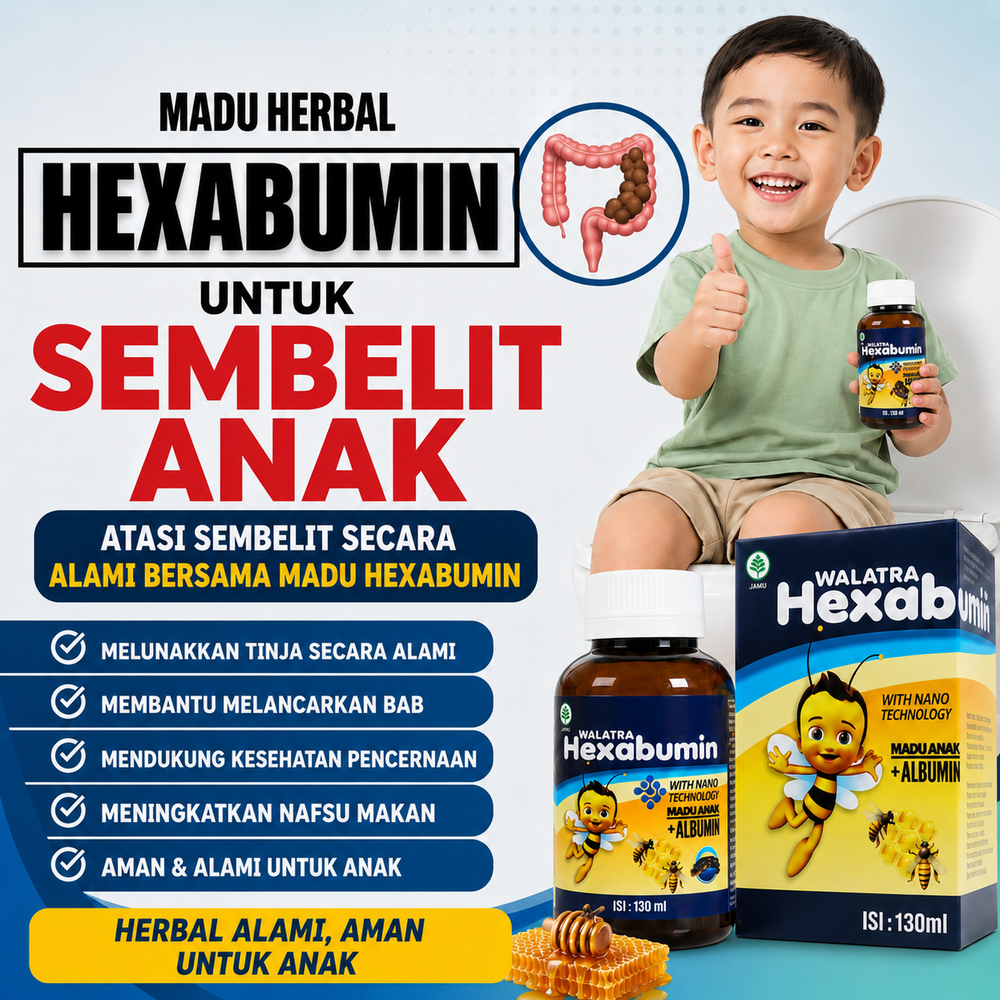 Obat Susah Buang Air Besar,BAB Anak Susah,Obat Sakit Perut Anak,Pelancar Bab Anak,Madu Hexabumin