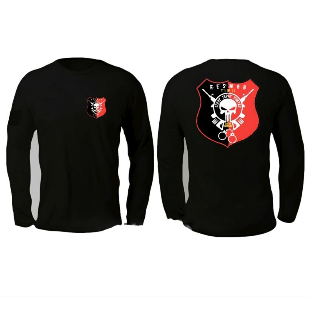 Kaos Lengan Panjang Resmob Polda Desain Tactical Baju Distro Ukuran S -XXL