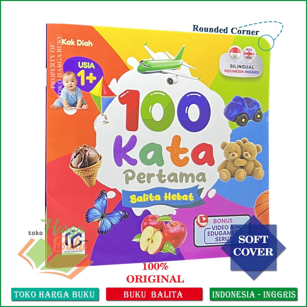Foto 100 Kata pertama Balita Hebat Usia 1+ Bilingual Video Edugames Buku Aktivitas Anak - Intan Cemerlang