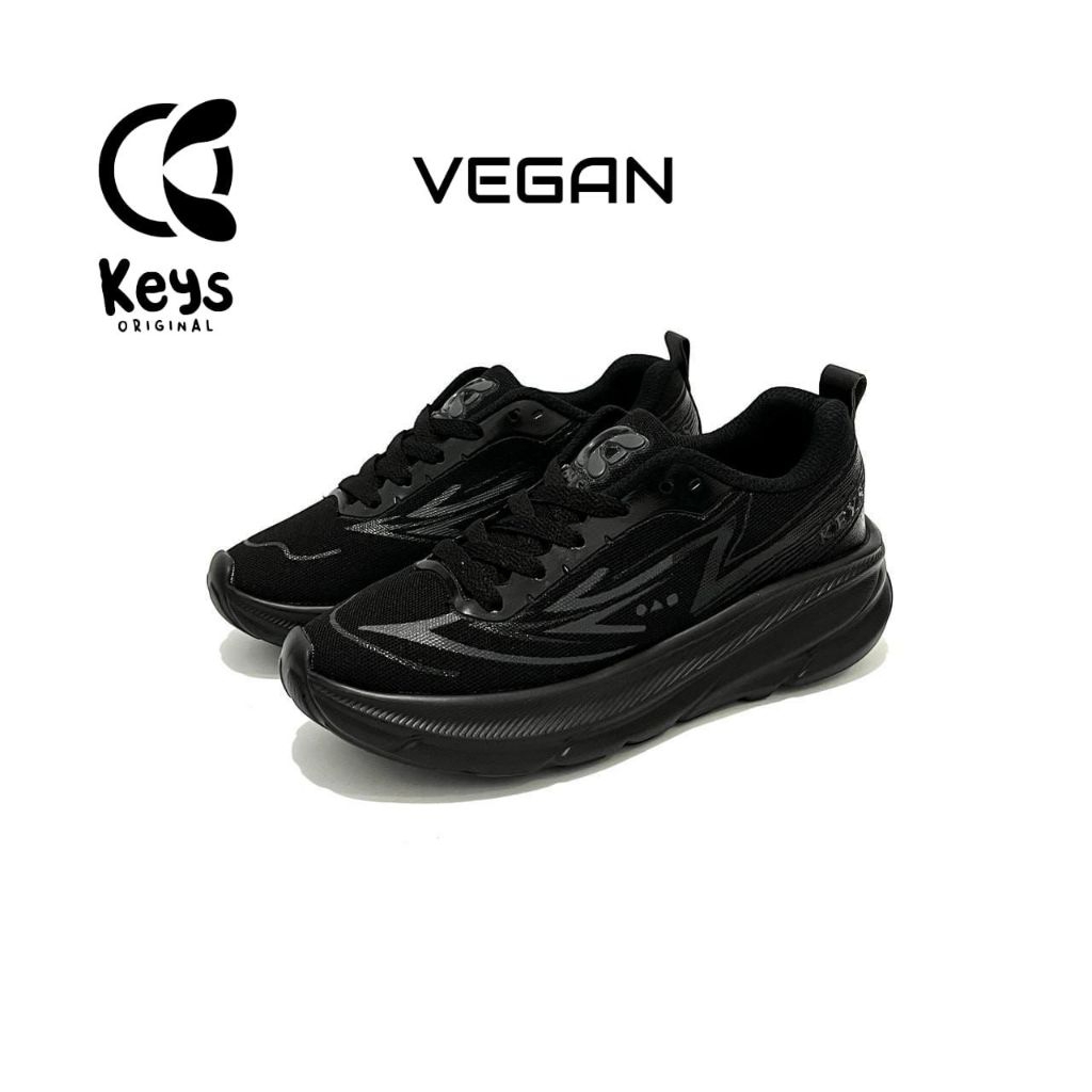 KEYS-Sepatu Sekolah Full Hitam Anak Laki Laki Perempuan Size 33-37 Sneaker Cowok Cewek 4-9 Tahun