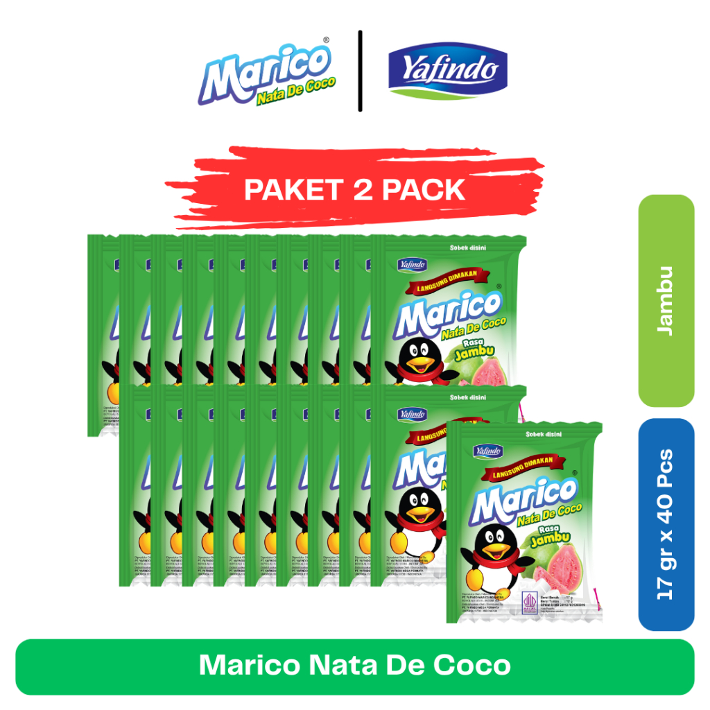 2 Pack Marico Nata de Coco - Rasa Jambu (40 Sachet)