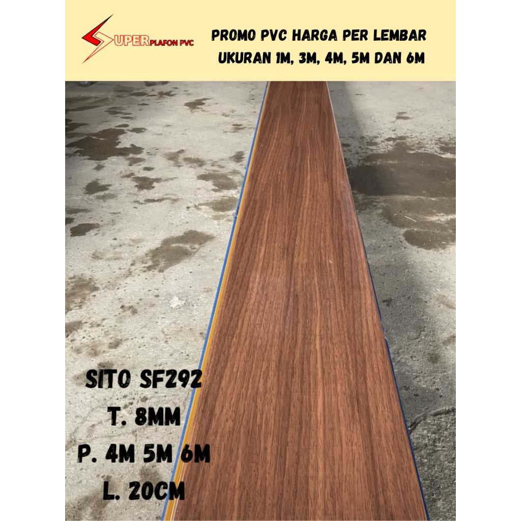 [PROMO] Per Lembar Plafon Pvc Motif Kayu Coklat Tua Glossy  Sf-292 Plavon Pvc Kayu Coklat Glossy