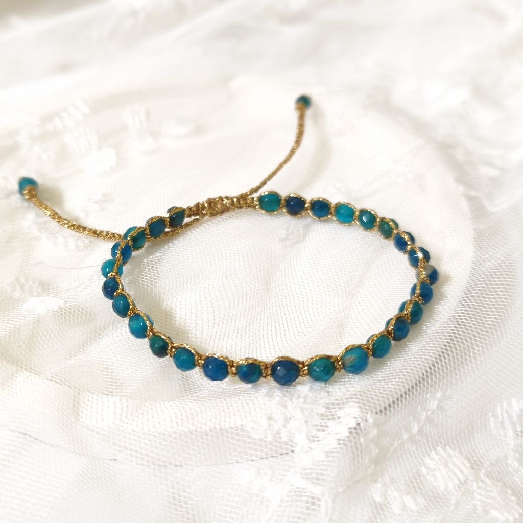 BRACELET TURQOUISE STONES AGATE TALI SAMAPURA | oleh oleh Bali | gelang macrame samapura|