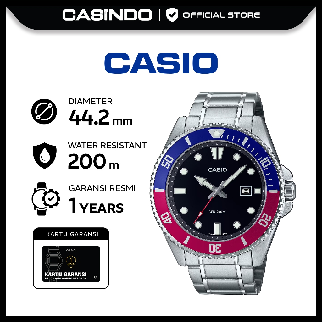 Casio MDV-107D-1A3VDF Original Jam Tangan Pria Analog Silver