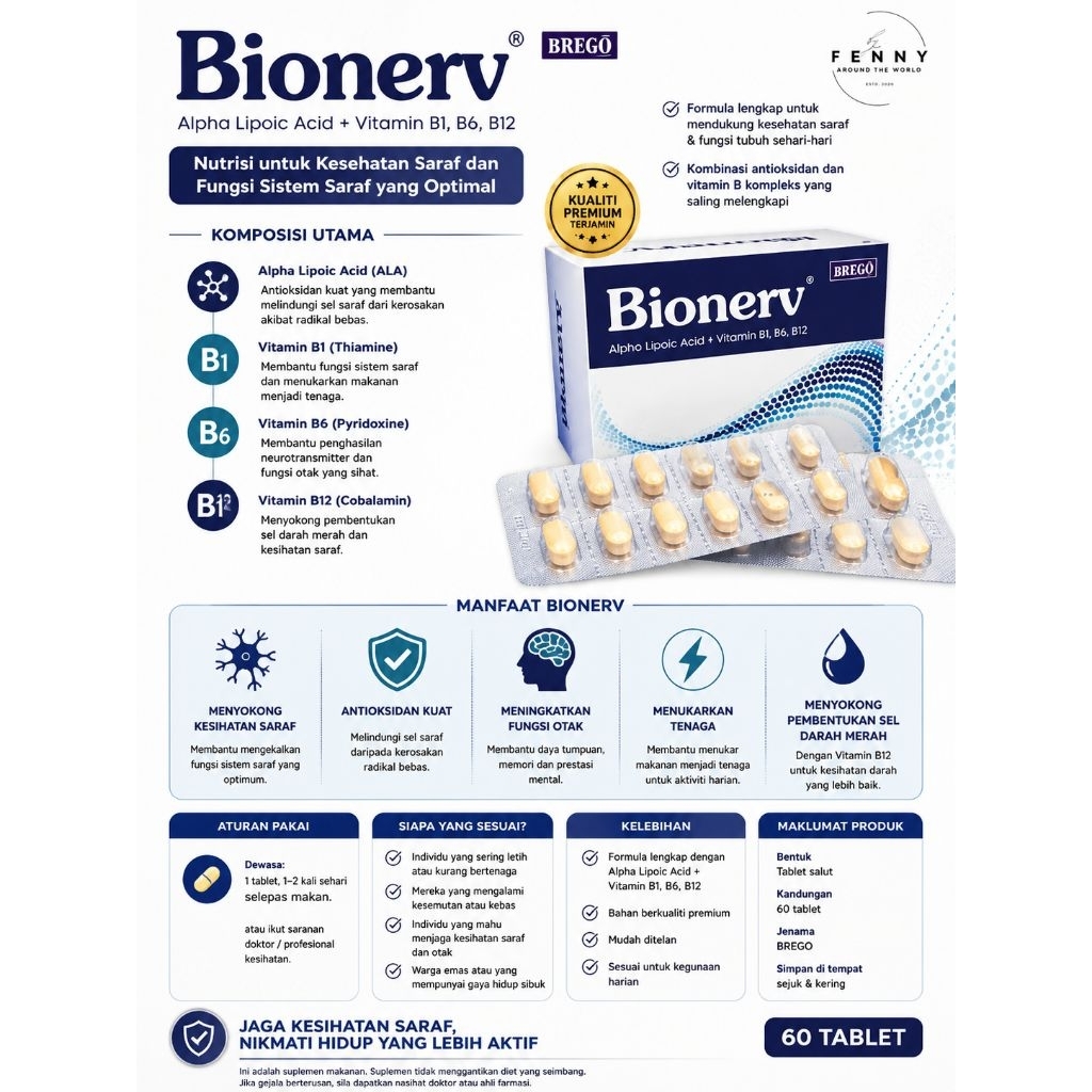 BIONERV - Vitamin B1, B6 & B12 - Ready Stock - Original Malaysia