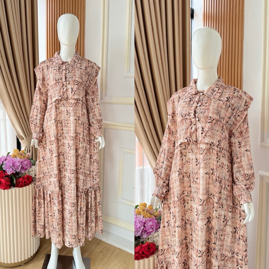 ~FATMA DRESS Gamis Wanita MUSLIMAH Dewasa Panjang Rompi Motif Casual Formal Cantik Busui menyusui