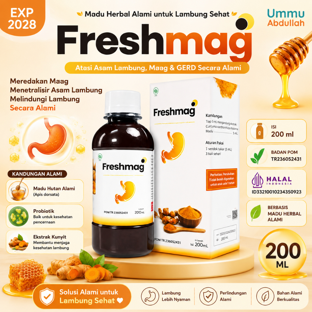 Freshmag MAKASSAR – Madu Asam Lambung | Bantu Maag, GERD & Perut Perih