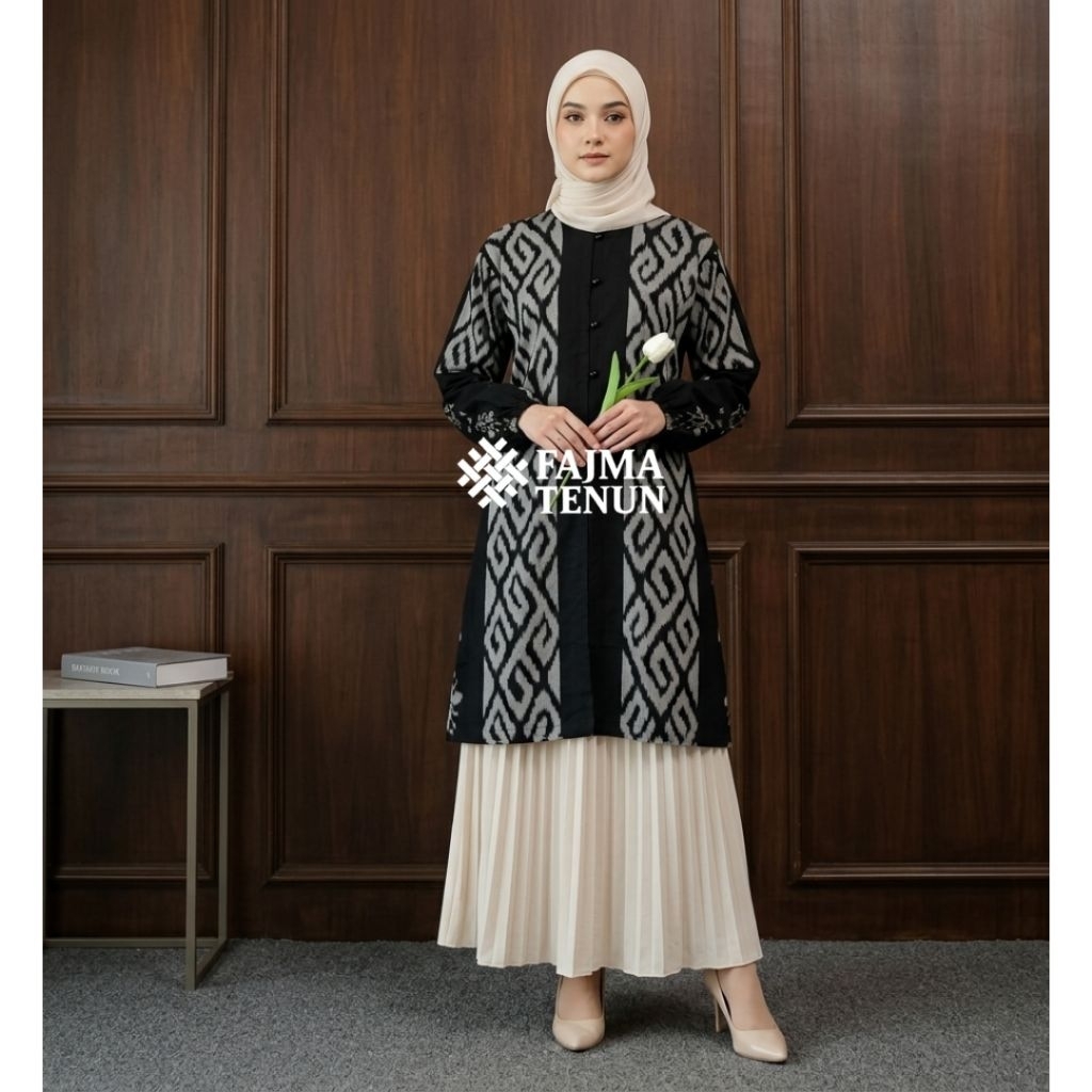 TUNIK TENUN  WANITA/ ATASAN TENUN/ Baju Kerja Wanita / Tunik Etnik / Atasan Wanita Casual Batik