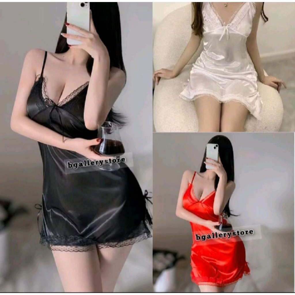 Lingerie Satin Silk Transparan Tipis Halus Set
