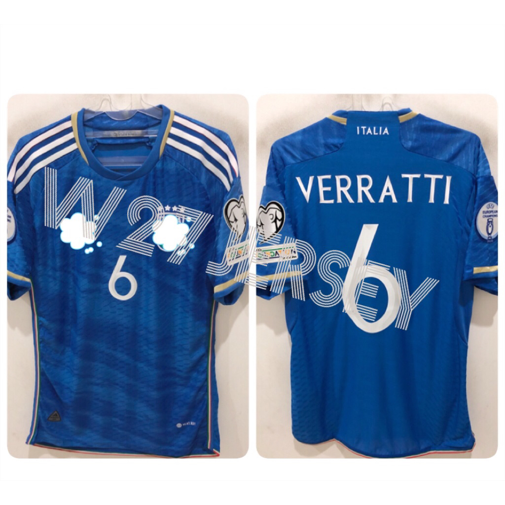 JERSEY PLAYER ISSUE - ITALY HOME 2023 name player Verratti + Patch Defending Euro Champions 2020