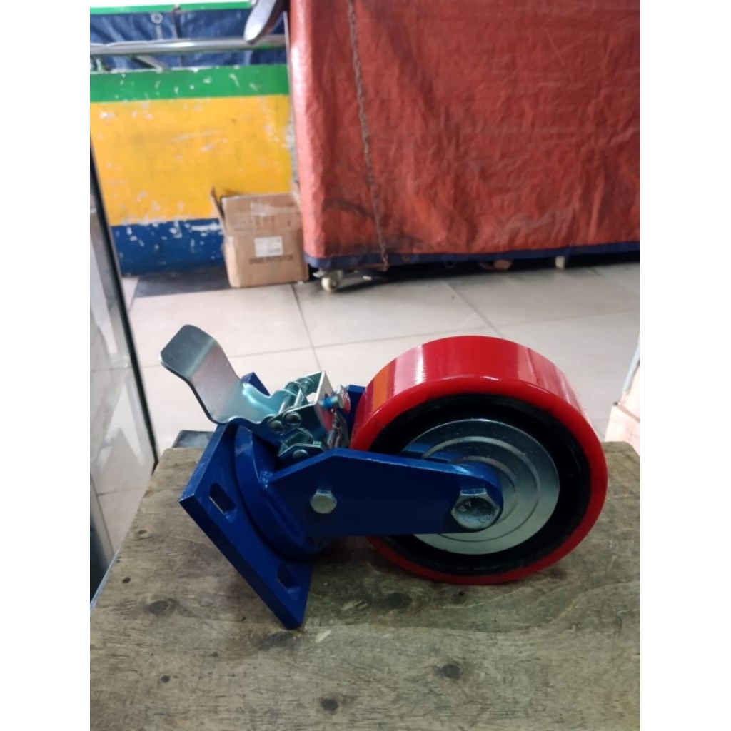 Roda pu super hd 6inch rem MURAHHH roda troli 6"