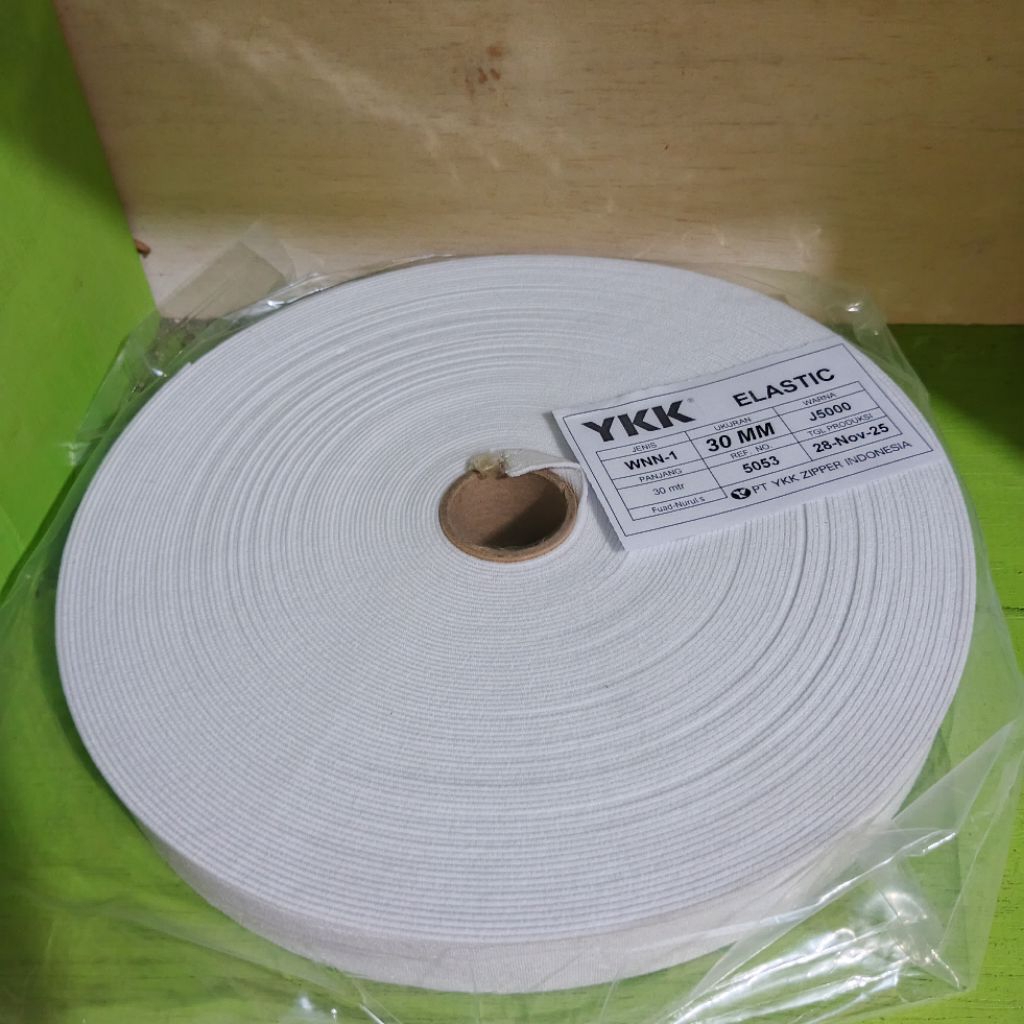 Karet Elastic YKk Natural Kolor Elastik 3cm 30meter