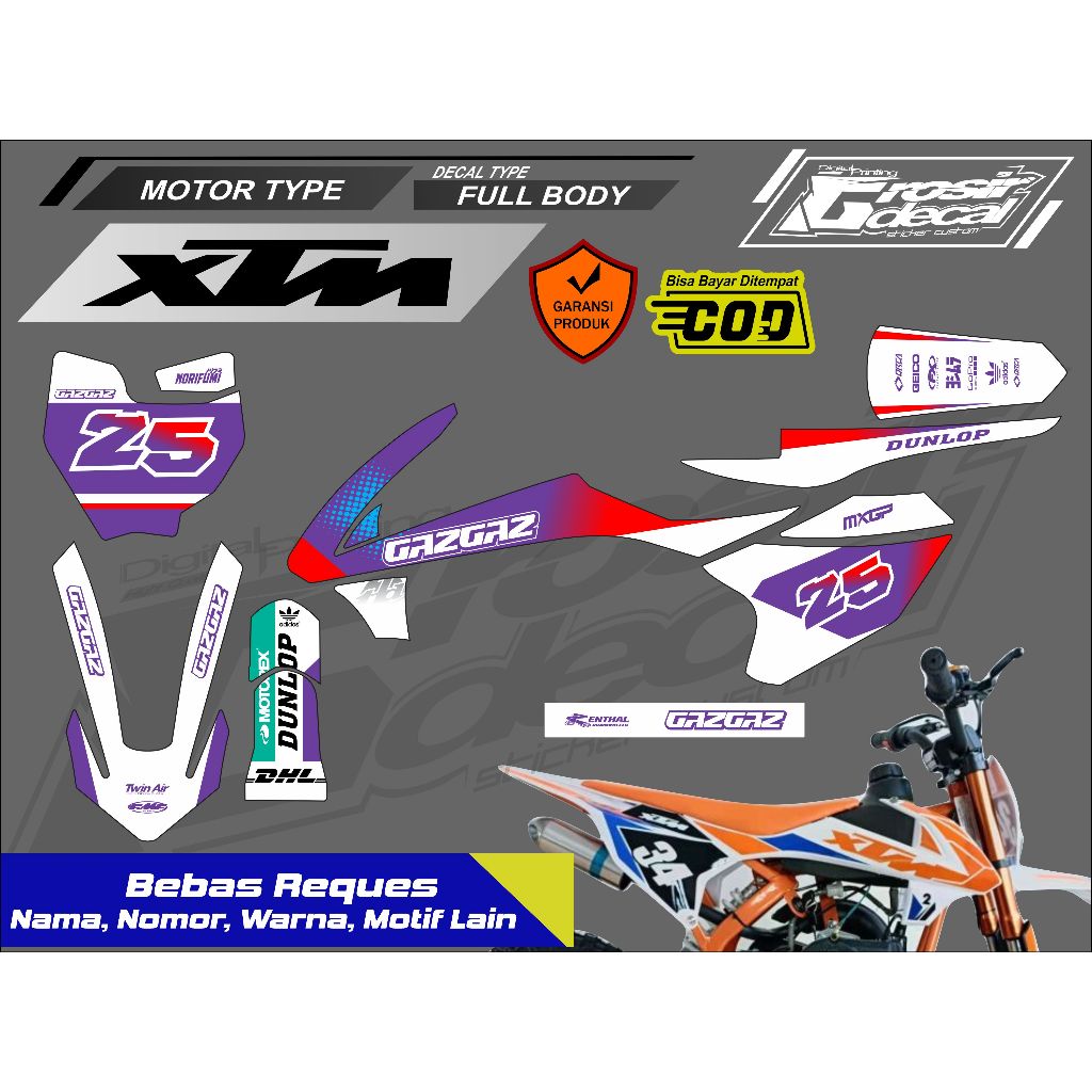 Striping Stiker Trail Mini XTM 50cc / New SK 50cc / LENKA MC12 50cc Full Body Free Custom