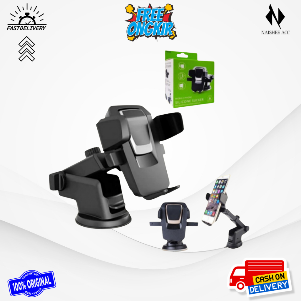 TERBARU CAR HOLDER STAND HP HD09 FOLDING UNIVERSAL KACA DABOT PHONE MOBIL HD-09 HITAM