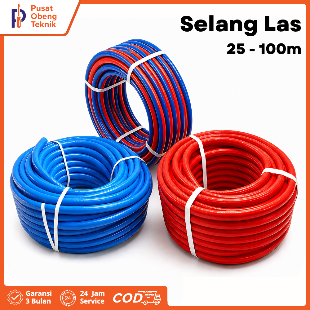 FEIBAO Selang Las Ganda Oksigen Asetilen 10-50m Karet Alat Industri Anti Panas Tebal Sangat Awet