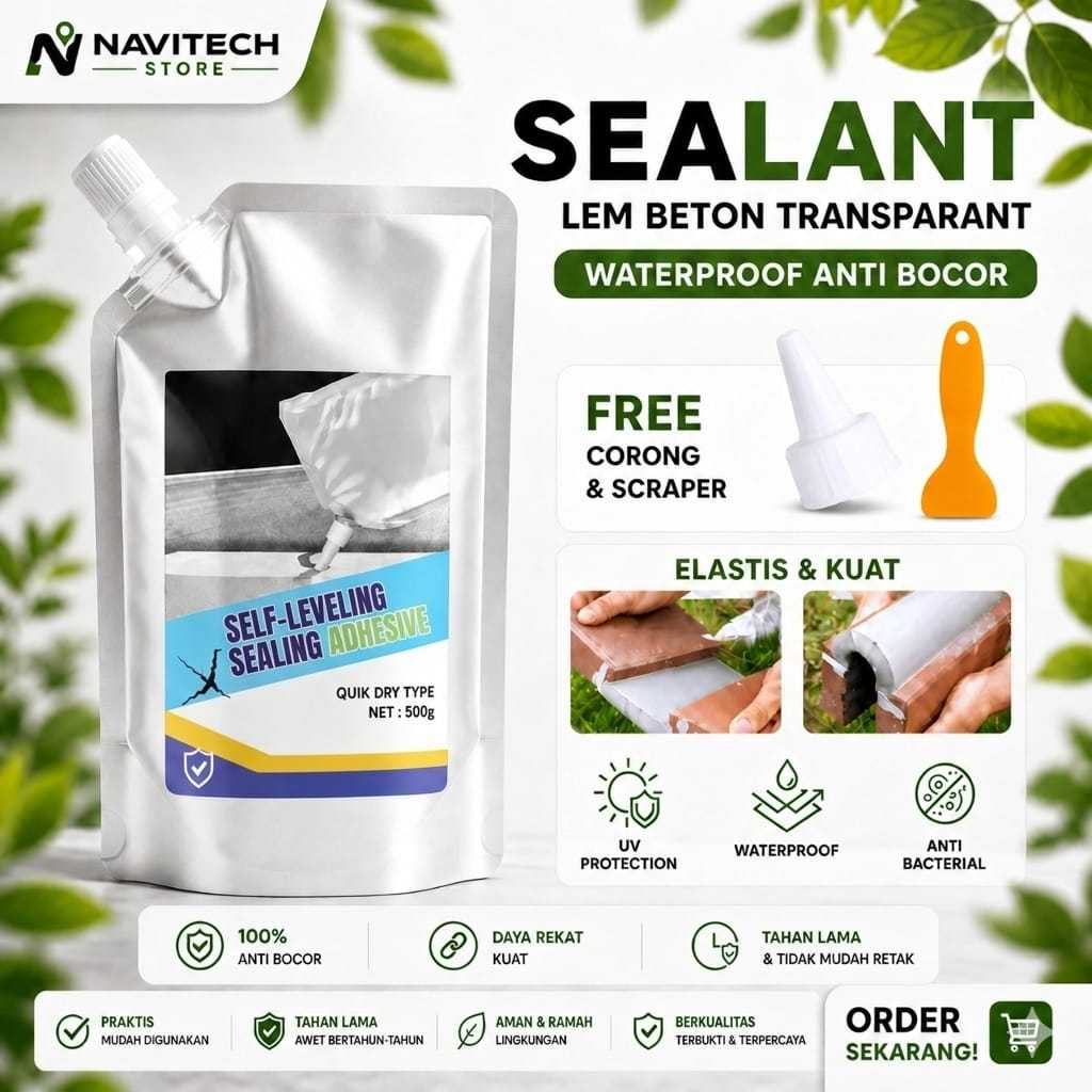 NAVITECH Lem Sealant Anti Bocor Anti Retak Cepat Kering | Lem Perekat Beton Dinding Tembok Retak - L