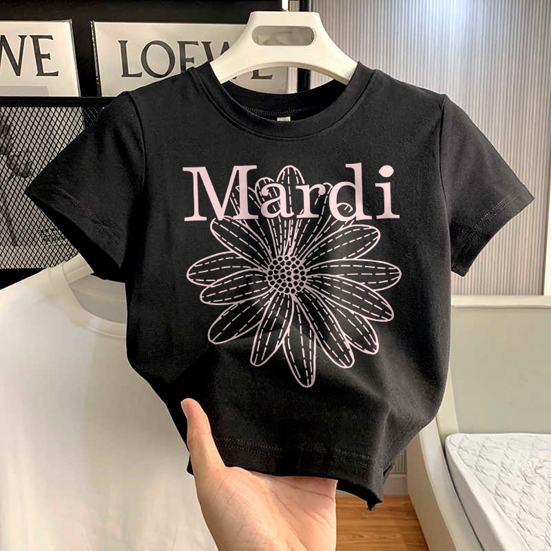 Misco Kaos Crop Top Korea Style | Kaos Wanita Mardi Bunga Daisy | Kaos Original Wanita | 100% Cotton