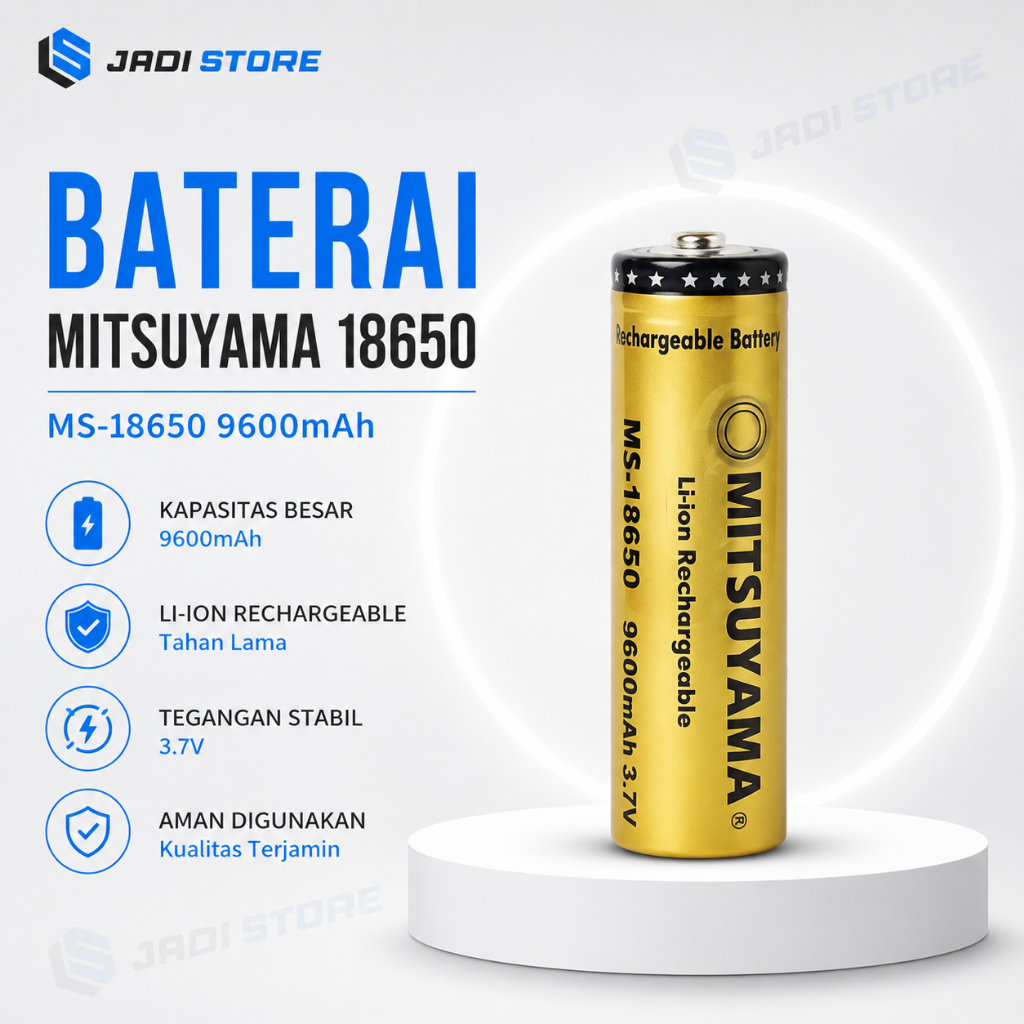 Baterai Mitsuyama Rechargeable MS-18650 6800mAh 6800 mAh 3.7V 3.7 V 18650 Besar Charger Cas Ultra Po