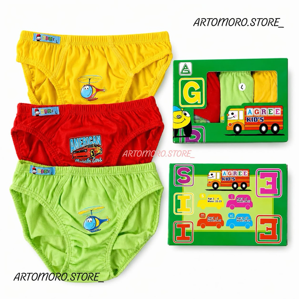 3 Pcs Celana Dalam Agree Kids AK020 | Cd Anak Laki Laki Agree Kids | Agree Kids AK020