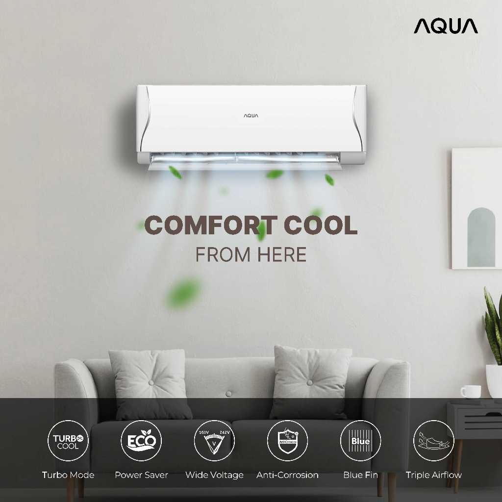 AC AQUA 3/4PK AQA-KCR7FQAL3 0.75 PK Turbo Cool | Power Saver | Wide Voltage | Anti-Corrosion | Black