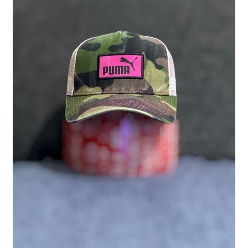Topi Puma Women's Evercat Camo Pink Trucker Cap Original Second