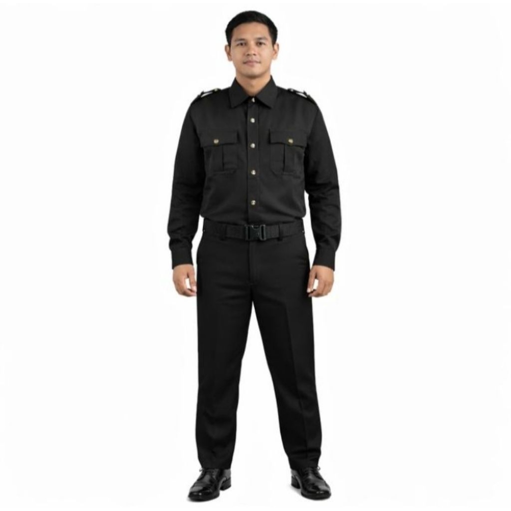 Baju Seragam Safari Hitam Lengan Panjang Satpam Security Supir Bahan Berkualitas