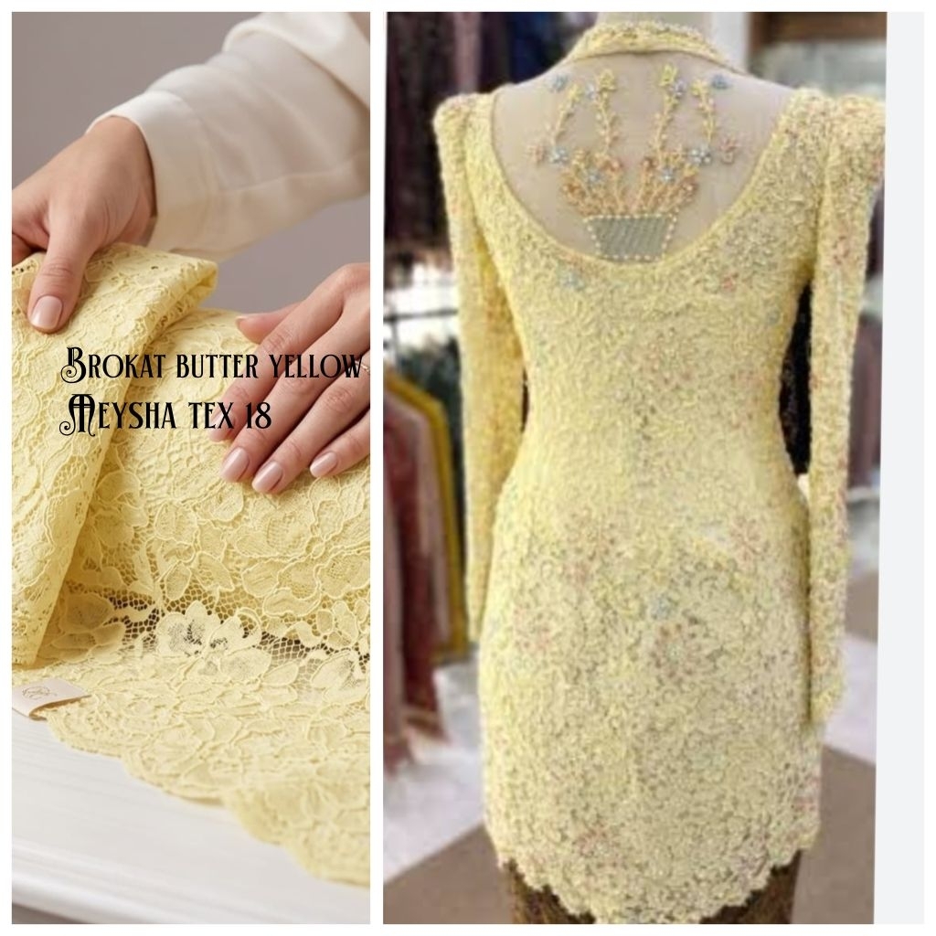 brokat butter yellow viral/brokat meteran/bahan baju brokat meteran