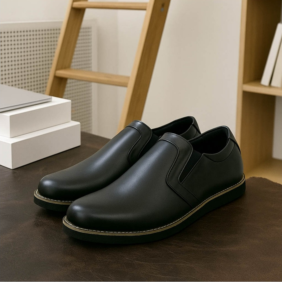 Sepatu Kulit Asli Pria Pantofel Loafers Hitam Toko_Va 20.51 Sepatu Formal Pantopel Kerja Cowok ORI