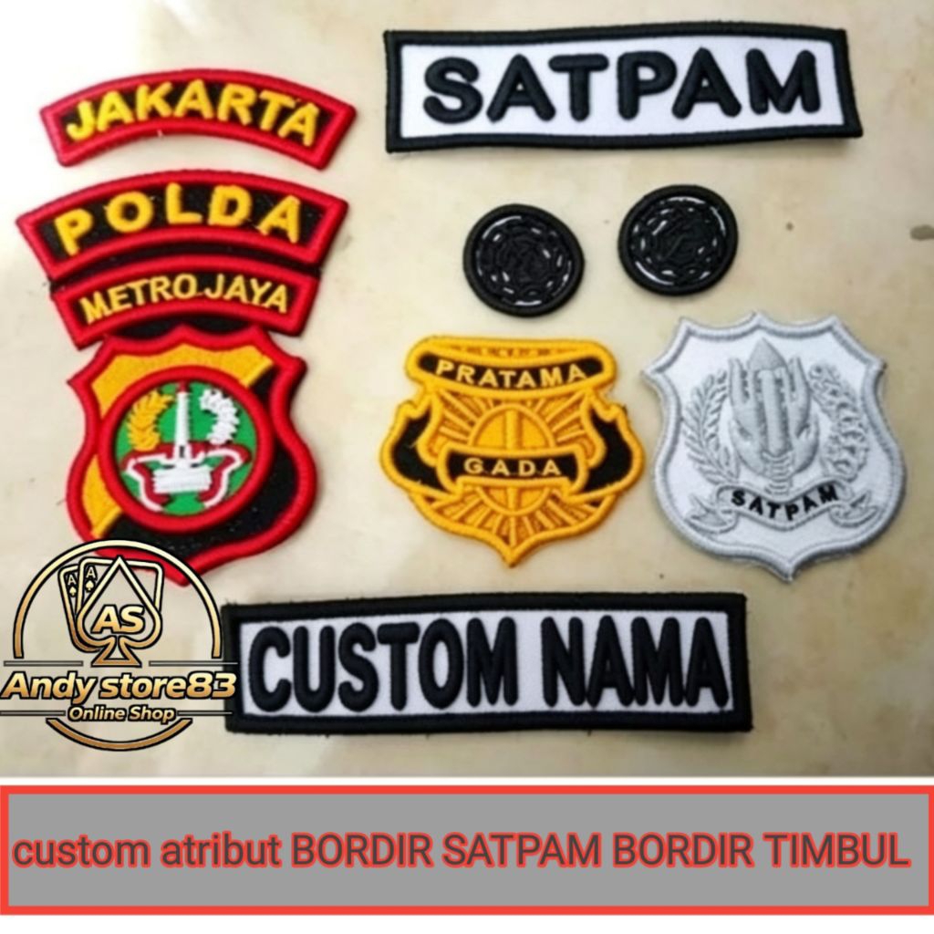 ATRIBUT BORDIR SATPAM/CUSTOM ATRIBUT SATPAM MODEL BORDIR KOMPUTER TIMBUL