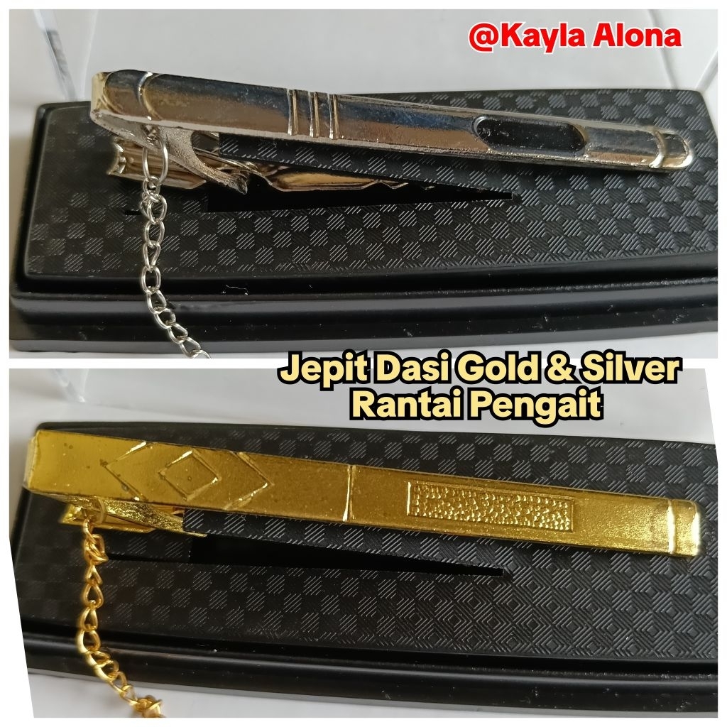 Jepit Dasi | Penjepit Dasi | Klip Dasi | Jepitan Dasi SILVER & GOLD Rantai Pengait