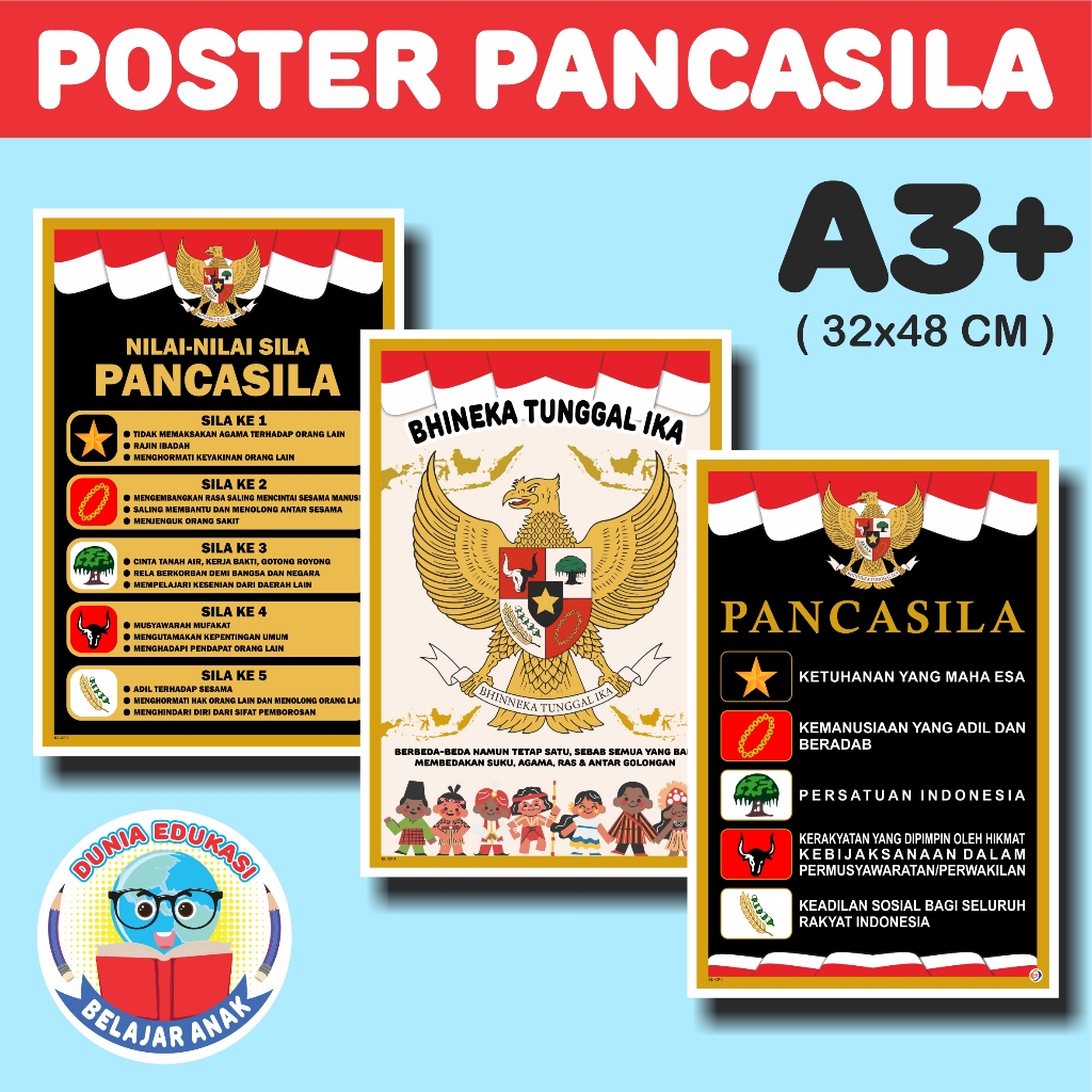 Poster Pancasila || Poster Sumpah Pemuda || Poster Edukasi Anak || Poster Kelas || Poster Proklamasi