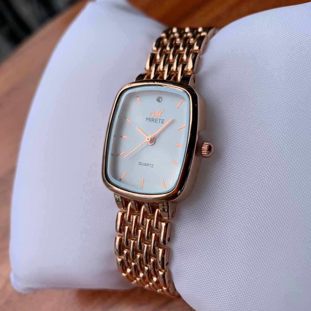 jam tangan cewe mewah elegant rantai kecil-kecil oval pas di tangan