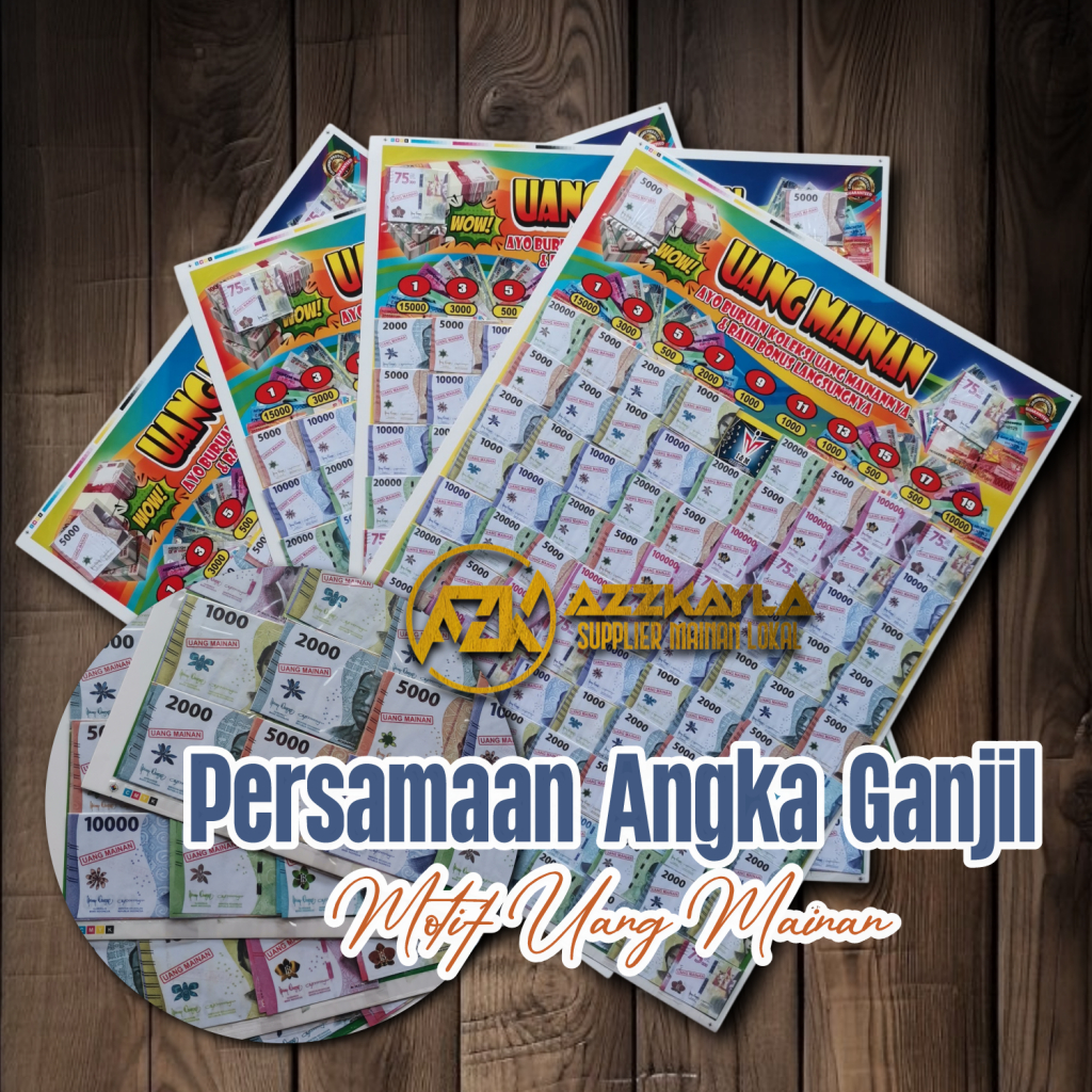 Mainan Cabutan Persamaan Angka Gambar Mata  Uang Rupiah 1 Lembar Isi 89 Kupon