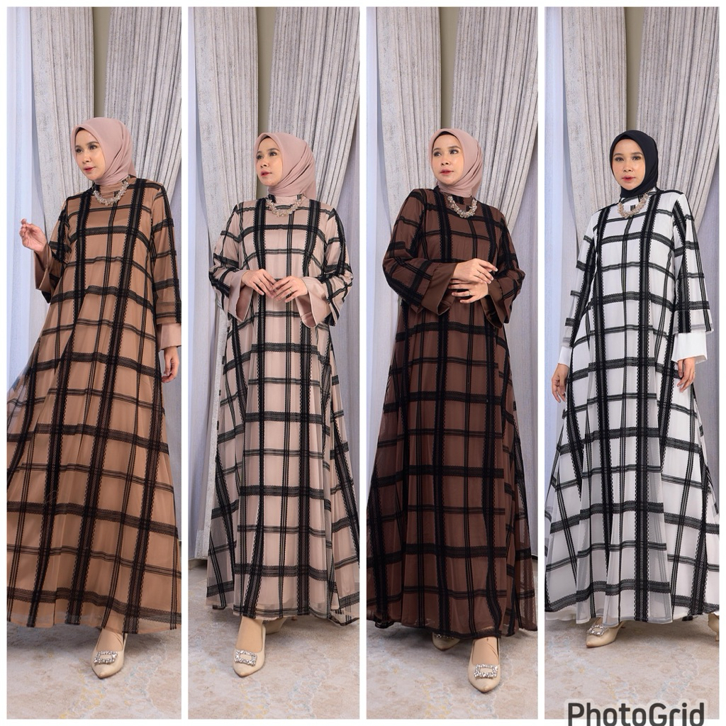 MAHIRA dres terbaru marevi/motif cantik kotak,gamis premium wanita muslimah