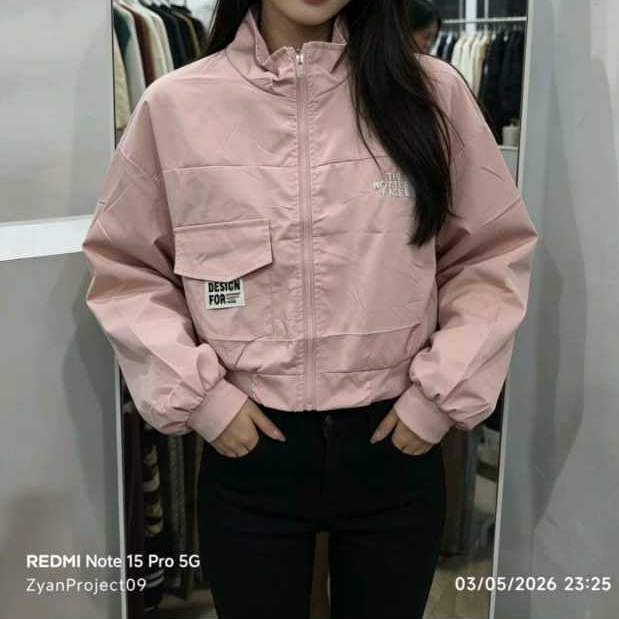 jaket crop top parasut ala KOREA the nort face