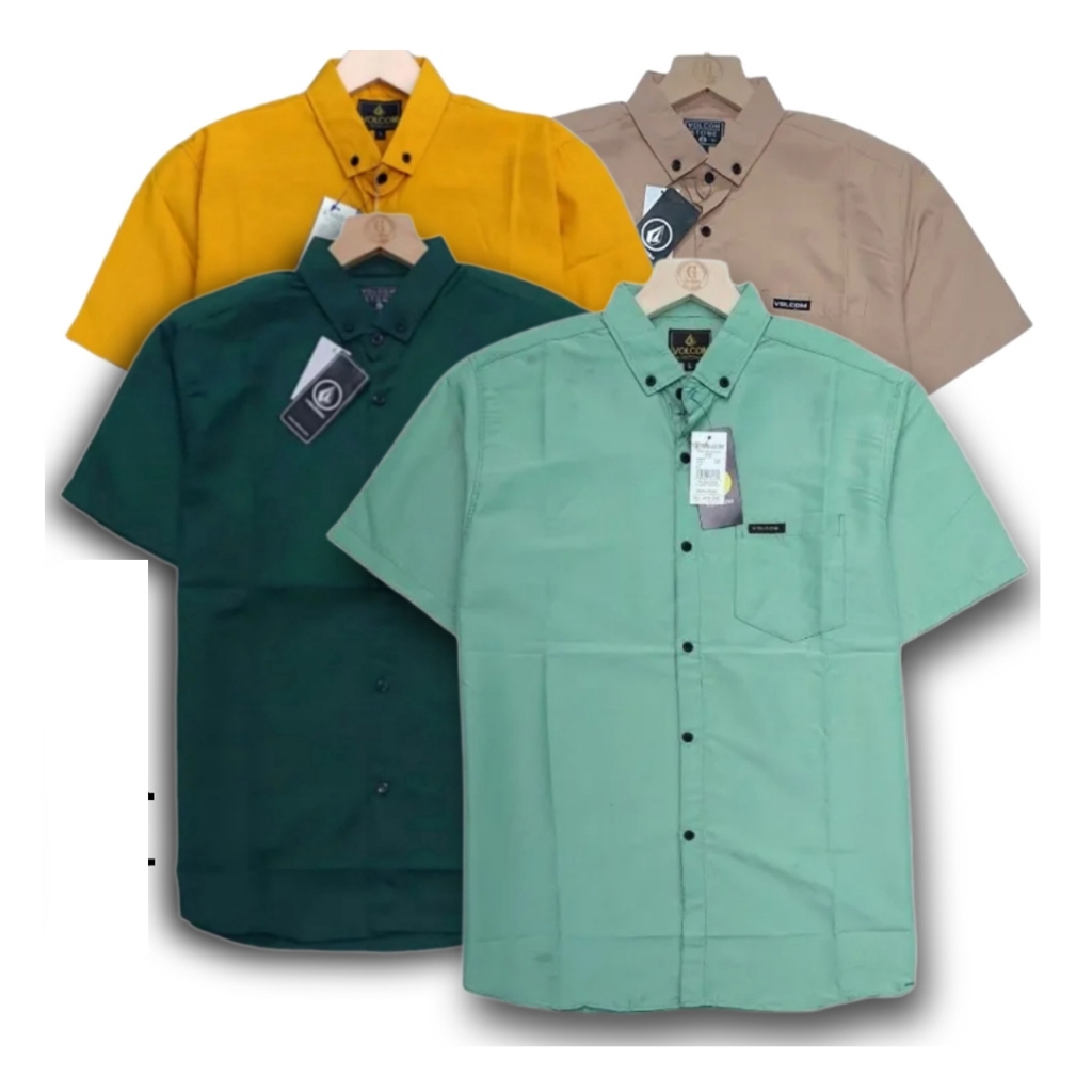 Jumbo Baju Kemeja Pria Lilac Polos Lengan Pendek XXL XXXL  Premium Original Kualitas Distro