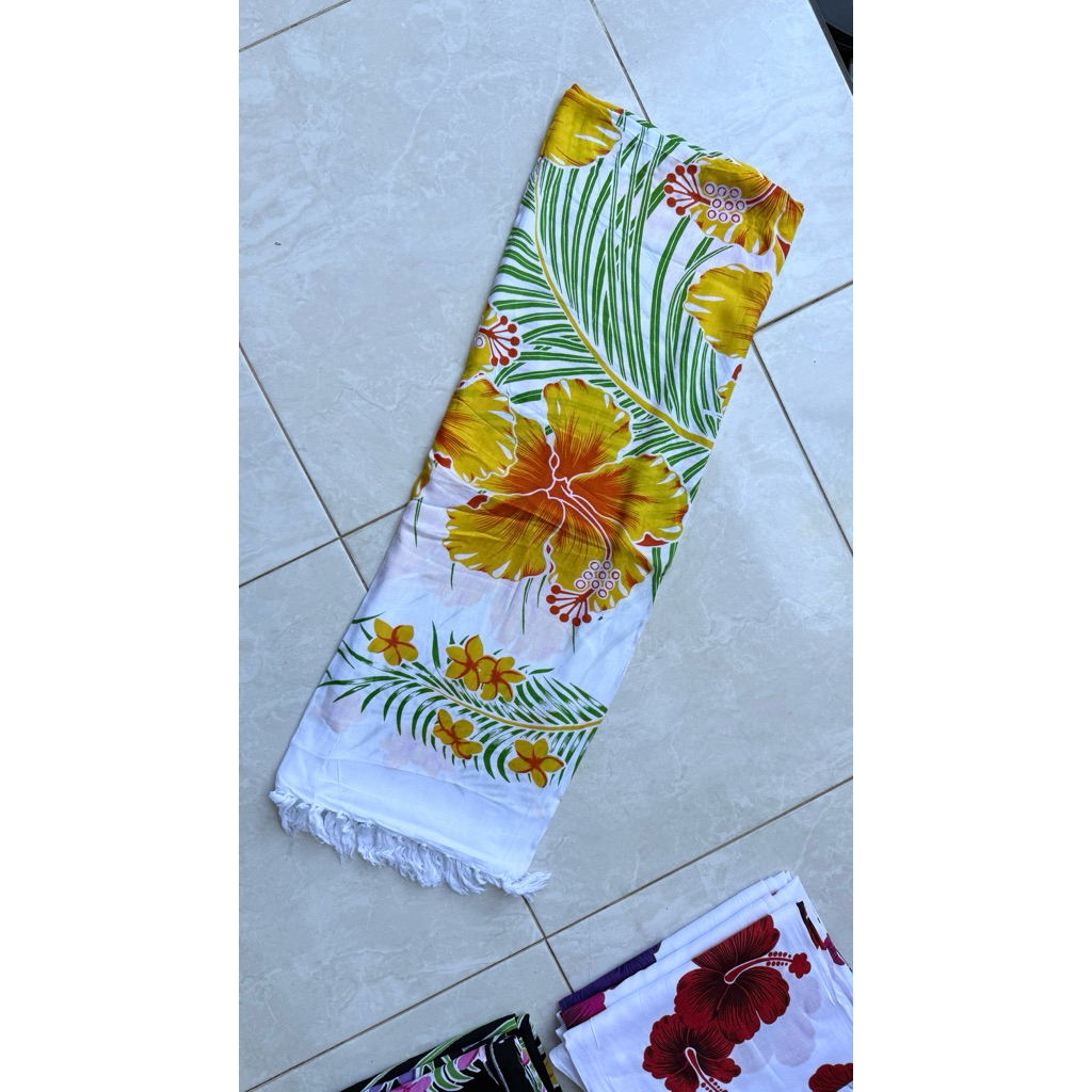 Kain Bali Sarong Tebal 175cm Summer Series - Kamboja  Summer Grade A Putih. Home Dress Bali