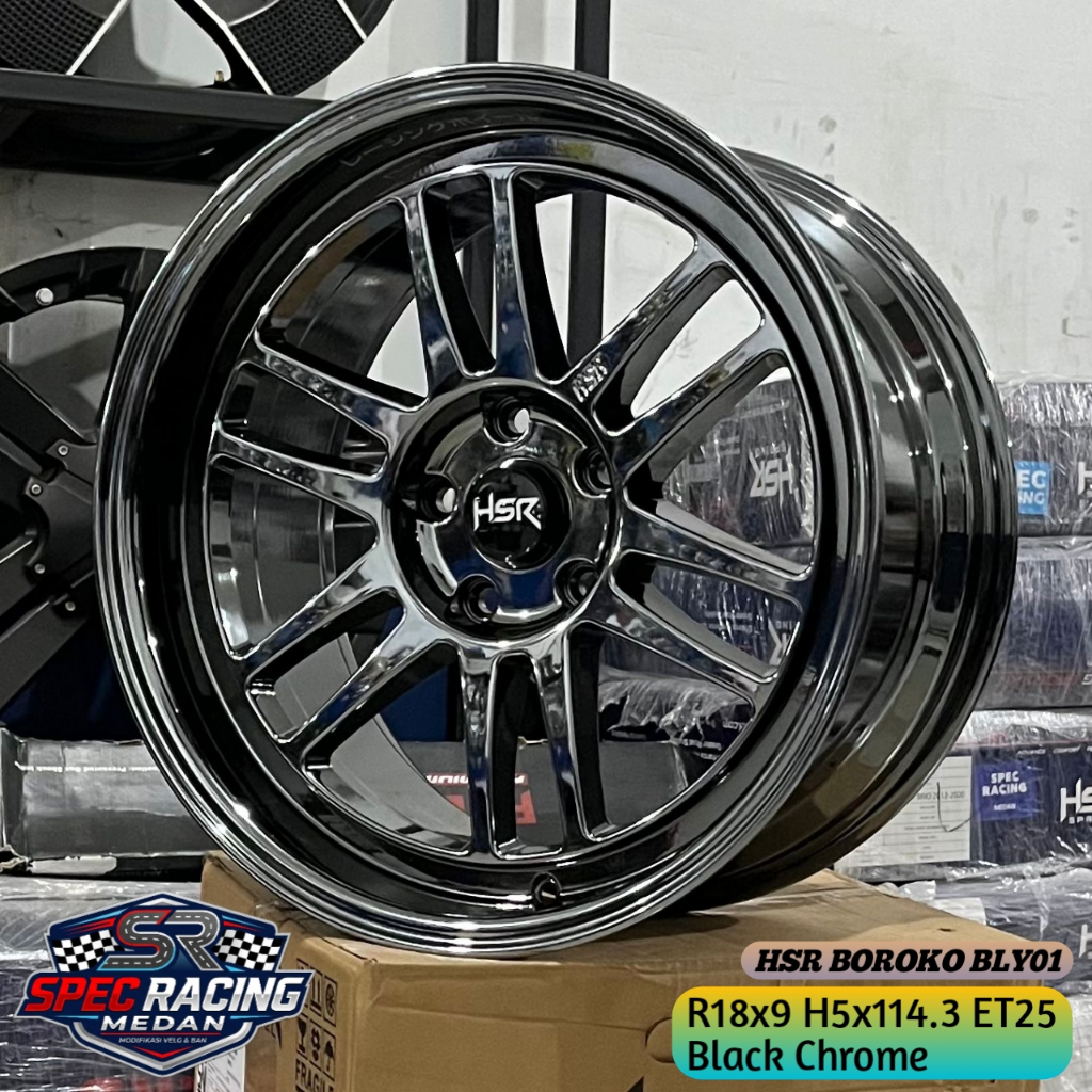 velg rpf1 r18 HSR BOROKO BLY01 untuk Innova Reborn CRV Zenix dll pelak black chrome ring 18
