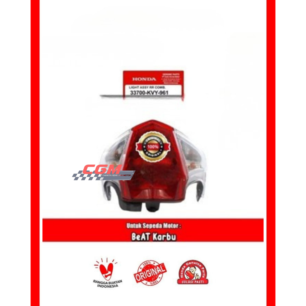 33700 kvy 961 stop assy beat karbu, lampu belakang beat karbu asli honda ahm, ori honda ahm